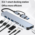 BYL-2218TU 8-in-1 USB + USB-C / タイプC to USB 多機能ドッキングステーション HUBアダプター、BYL-2218TU