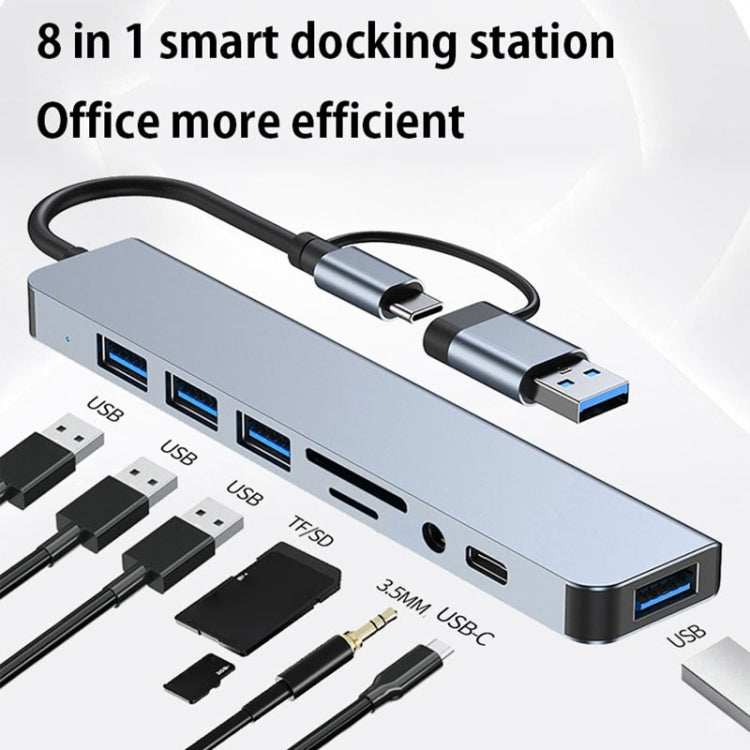 BYL-2218TU 8-in-1 USB + USB-C / タイプC to USB 多機能ドッキングステーション HUBアダプター、BYL-2218TU