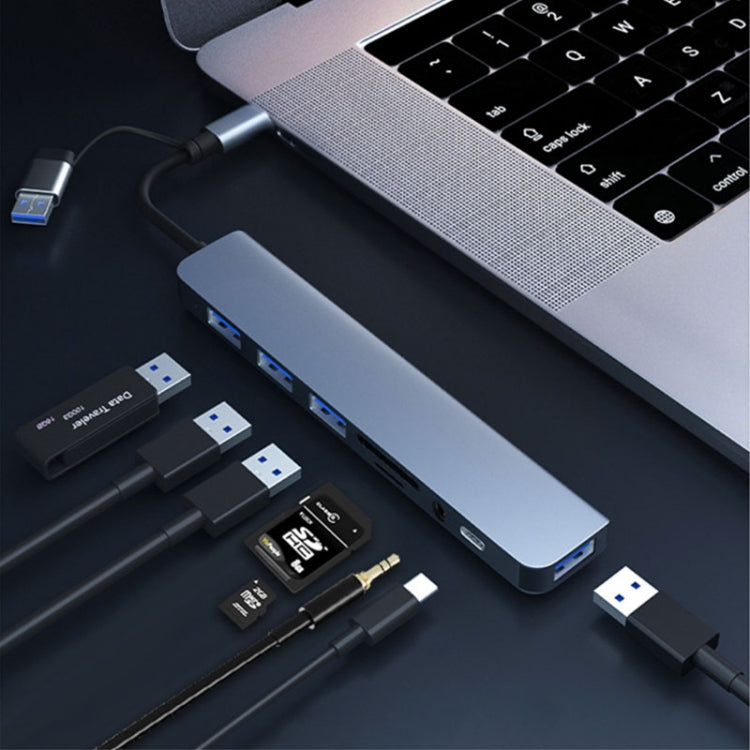 BYL-2218TU 8-in-1 USB + USB-C / タイプC to USB 多機能ドッキングステーション HUBアダプター、BYL-2218TU