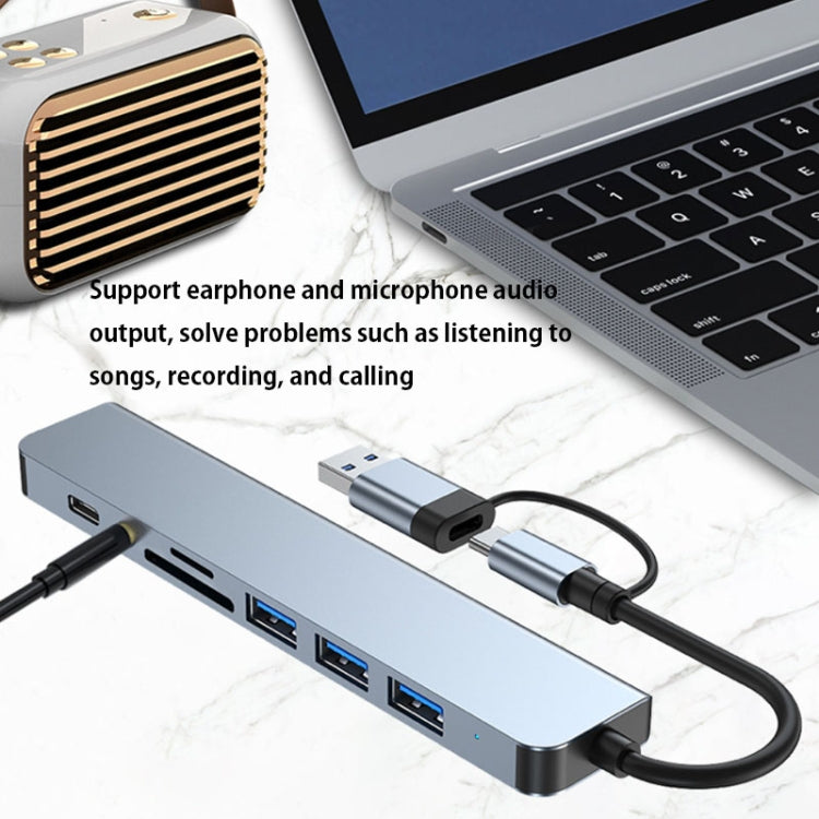 BYL-2218TU 8-in-1 USB + USB-C / タイプC to USB 多機能ドッキングステーション HUBアダプター、BYL-2218TU