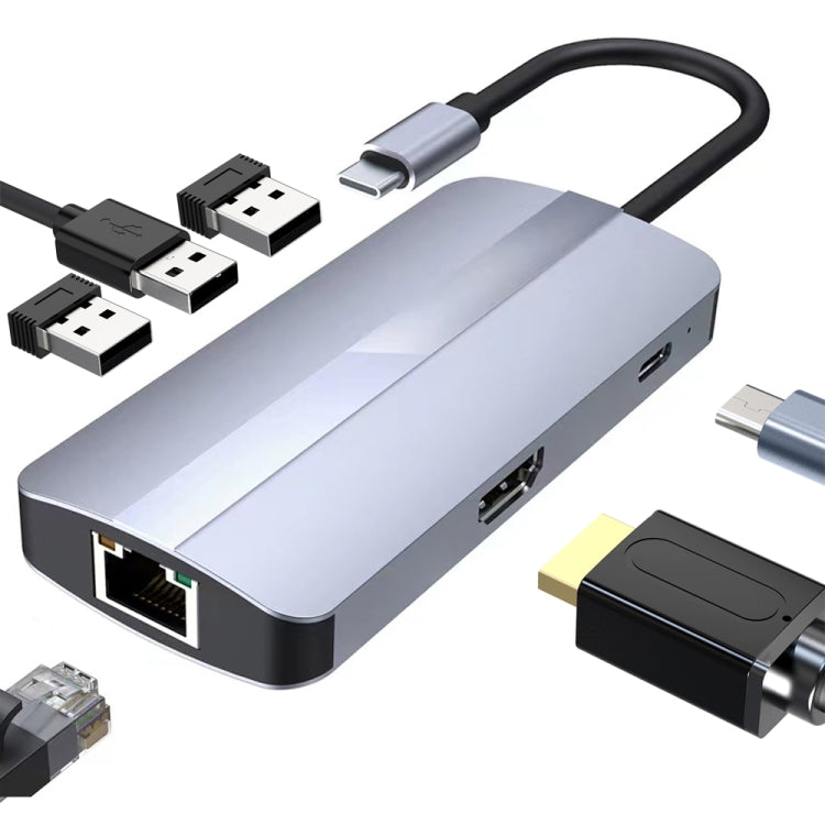 BYL-2209 6-in-1 USB-C / Type-C から USB 多機能ドッキングステーション HUBアダプター、BYL-2209