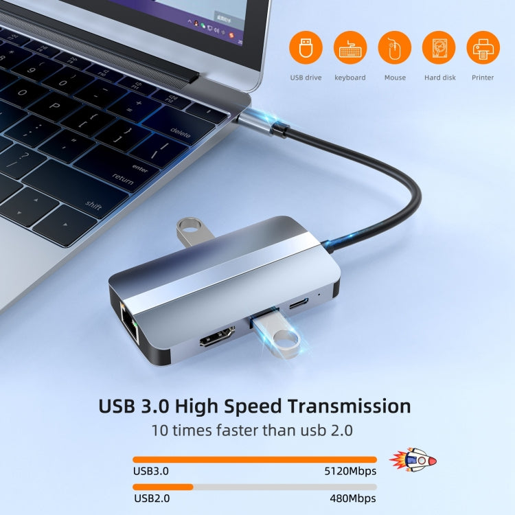BYL-2203 6-in-1 USB-C / Type-C から USB 多機能ドッキングステーション HUBアダプター、BYL-2203