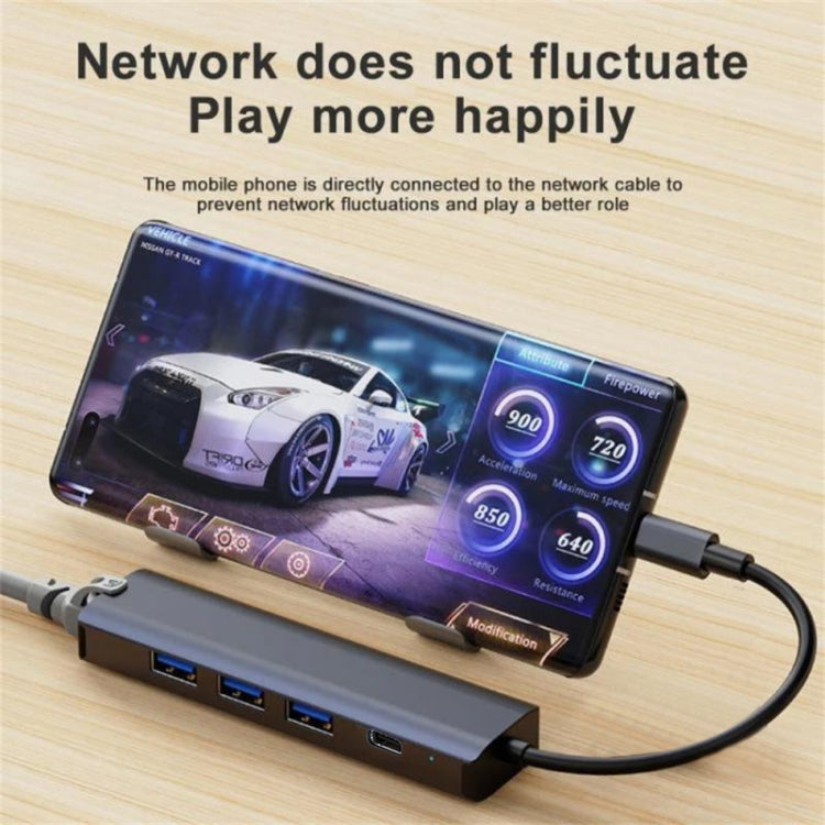 BYL-2302 5-in-1 USB-C / Type-C から USB 多機能ドッキングステーション HUBアダプター 1000Mネットワークポート付き、BYL-2302