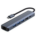 BYL-2210 6-in-1 USB-C / Type-C から USB 多機能ドッキングステーション HUBアダプター 1000Mネットワークポート付き、BYL-2210