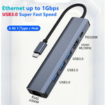 BYL-2210 6-in-1 USB-C / Type-C から USB 多機能ドッキングステーション HUBアダプター 1000Mネットワークポート付き、BYL-2210