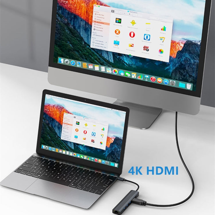 BYL-2210 6-in-1 USB-C / Type-C から USB 多機能ドッキングステーション HUBアダプター 1000Mネットワークポート付き、BYL-2210