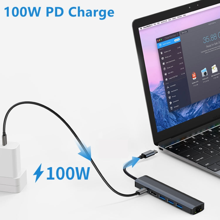 BYL-2210 6-in-1 USB-C / Type-C から USB 多機能ドッキングステーション HUBアダプター 1000Mネットワークポート付き、BYL-2210