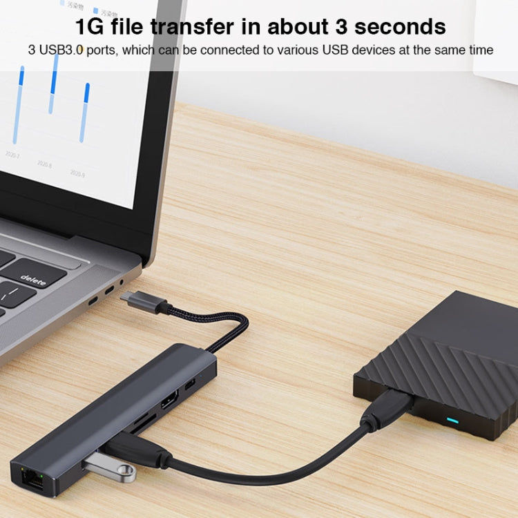 BYL-2303 7-in-1 USB-C / Type-C から USB 多機能ドッキングステーション HUBアダプター、BYL-2303