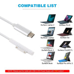 Surface Pro 7 / 6 / 5用 USB-C / Type-Cオスインターフェース 電源アダプターチャージャーケーブル Microsoft Surface Pro 7 / 6 / 5 / 4 / 3 / Microsoft Surface Go対応、Type-CからMicrosoft Surfaceへ