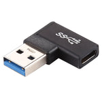 Type-C / USB-CメスからUSB 3.0オス 90度エルボーヘッド アルミ合金アダプター、Type-CメスからUSB 3.0オスへ