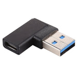 Type-C / USB-CメスからUSB 3.0オス 90度エルボーヘッド アルミ合金アダプター、Type-CメスからUSB 3.0オスへ