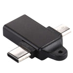 USB 3.0メスからType-C / USB-Cオス + マイクロオス アルミ合金アダプター、USB 3.0メスからType-Cオス + マイクロオスへ