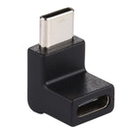 Type-C / USB-CオスからType-C / USB-Cメス 90度エルボーヘッド アルミ合金アダプター、Type-CオスからType-Cメスへ