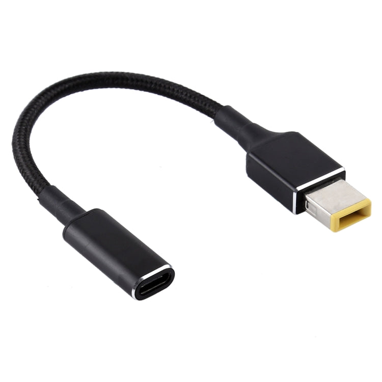 PD 100W 18.5-20V スクエアプラグから USB-C / Type-C アダプター ナイロン編みケーブル Lenovoノートパソコン用