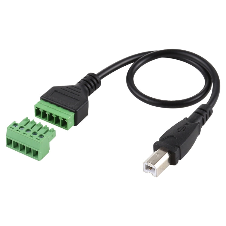 USB Type-B オスプラグから5ピンプラグ端子 はんだ不要USBコネクター はんだなし接続アダプターケーブル、長さ：30cm、USB Type-B オス