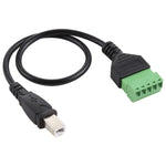 USB Type-B オスプラグから5ピンプラグ端子 はんだ不要USBコネクター はんだなし接続アダプターケーブル、長さ：30cm、USB Type-B オス
