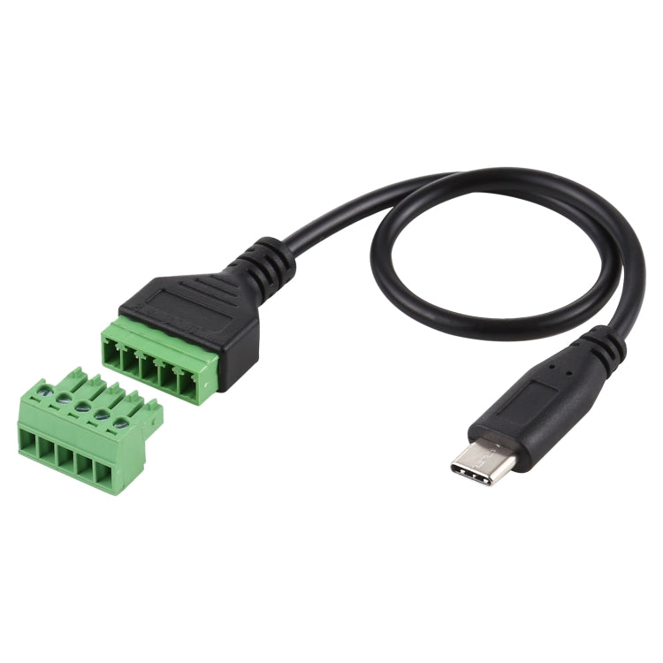 USB-C / Type-C オスから5ピンプラグ端子 はんだ不要USBコネクター はんだなし接続アダプターケーブル、長さ：30cm、Type-C オス