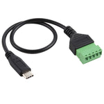 USB-C / Type-C オスから5ピンプラグ端子 はんだ不要USBコネクター はんだなし接続アダプターケーブル、長さ：30cm、Type-C オス
