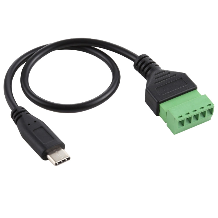 USB-C / Type-C オスから5ピンプラグ端子 はんだ不要USBコネクター はんだなし接続アダプターケーブル、長さ：30cm、Type-C オス