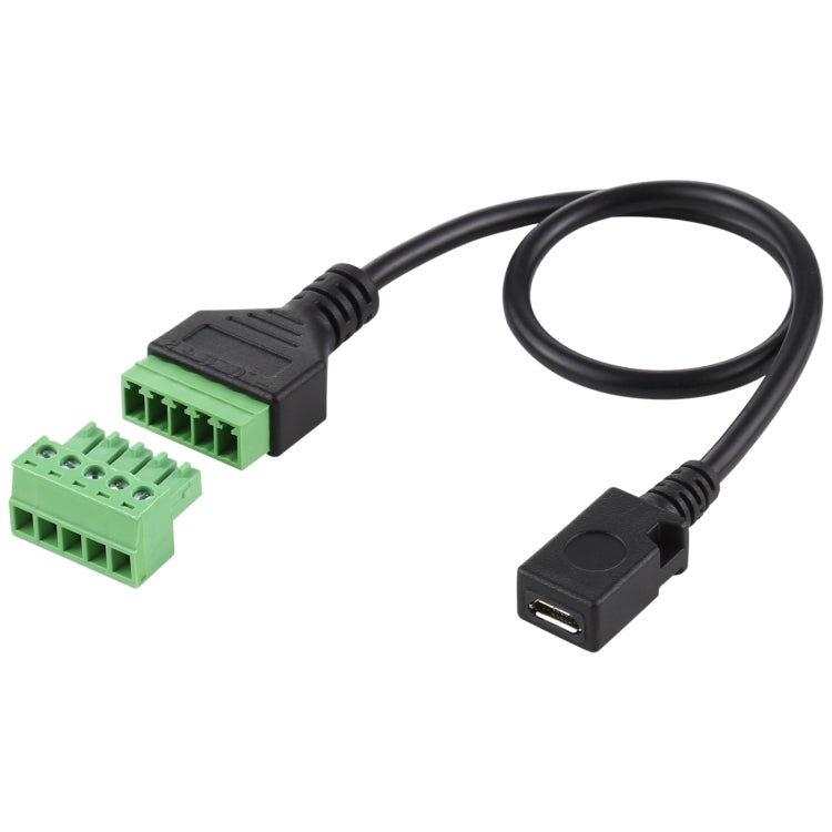 マイクロUSBメス 5ピンプラグ端子 はんだ不要 USBコネクター はんだなし接続アダプターケーブル、長さ：30cm、マイクロUSBメス