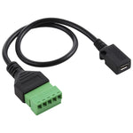 マイクロUSBメス 5ピンプラグ端子 はんだ不要 USBコネクター はんだなし接続アダプターケーブル、長さ：30cm、マイクロUSBメス