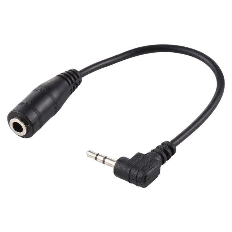 2.5mm 右角度オスプラグから3.5mm メスジャック ステレオAUXオーディオ DC電源アダプター変換ケーブル、長さ：14cm