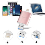 Richwell 3-in-1 128G Type-C + 8ピン + USB 3.0 メタルダブルカバー プッシュプル フラッシュディスク OTG機能付き
