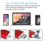 Richwell 3-in-1 128G Type-C + 8ピン + USB 3.0 メタルダブルカバー プッシュプル フラッシュディスク OTG機能付き