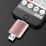 Richwell 3-in-1 128G Type-C + 8ピン + USB 3.0 メタルダブルカバー プッシュプル フラッシュディスク OTG機能付き