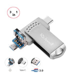 Richwell 3in1 32G Type-C + Micro USB + USB 3.0 メタルフラッシュディスク OTG機能付き