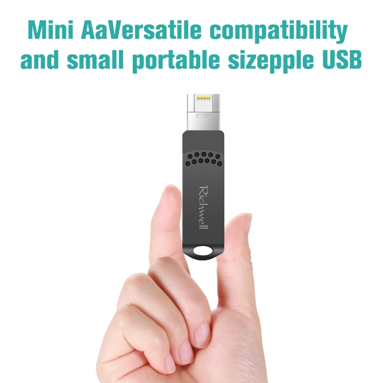 Richwell 32G Type-C + 8ピン + USB 3.0 メタルフラッシュディスク OTG機能付き