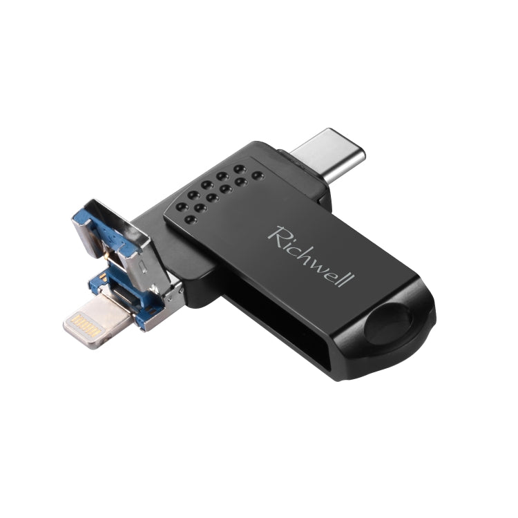 Richwell 128G Type-C + 8ピン + USB 3.0 メタルフラッシュディスク OTG機能付き