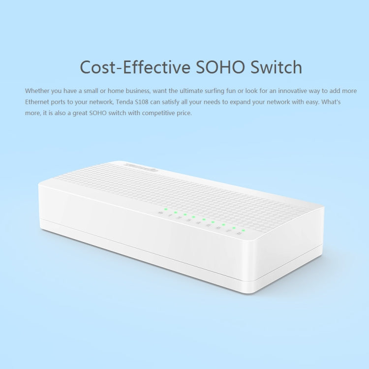Tenda S108 8ポート 10/100Mbps ファーストイーサネットネットワークスイッチ LANハブ、Tenda SG108 8ポート ホワイト