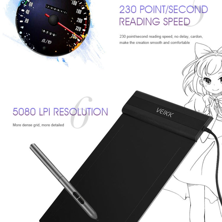 VEIKK S640 6x4インチ 5080 LPI 電子グラフィックタブレット S640
