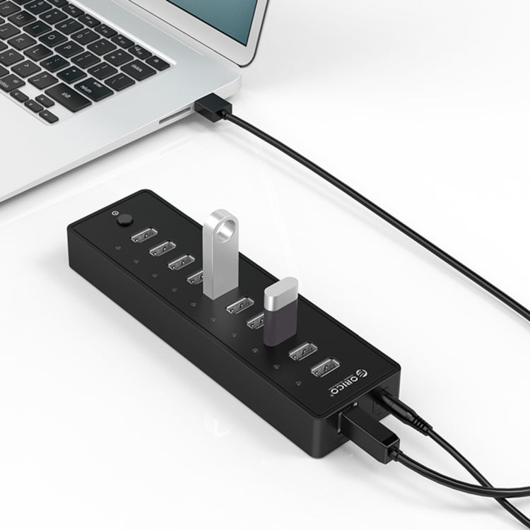 ORICO P10-U2 10ポート USB 2.0ハブ LED電源インジケーター付き & 1m USBケーブル（ブラック）
