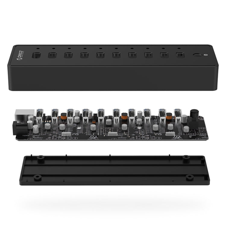 ORICO P10-U2 10ポート USB 2.0ハブ LED電源インジケーター付き & 1m USBケーブル（ブラック）