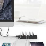 ORICO P10-U2 10ポート USB 2.0ハブ LED電源インジケーター付き & 1m USBケーブル（ブラック）