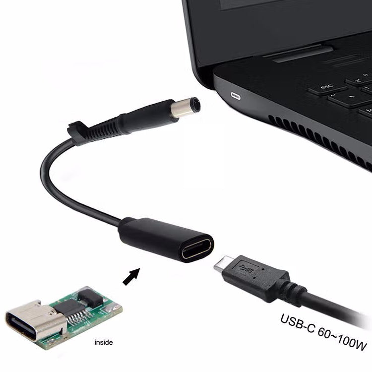 DP USB-C / Type-Cから7.4 x 0.6mm電源アダプター充電ケーブル HP用、2.4 x 0.6mm