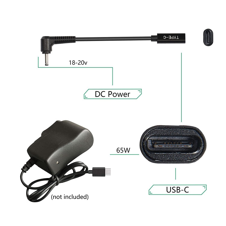 USB-C / Type-C to 4.0 x 1.35mm 電源アダプター充電ケーブル、4.0 x 1.35mm