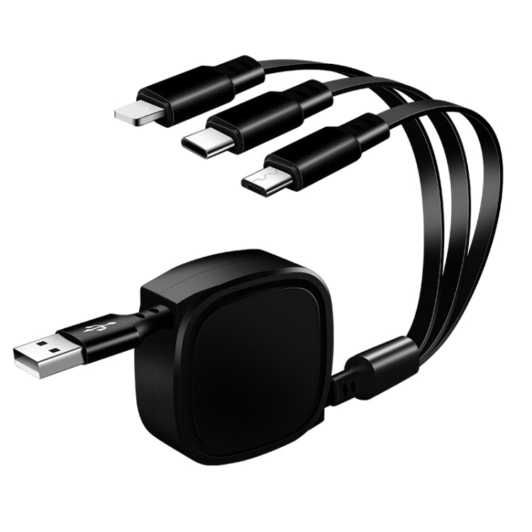 1.2m 3.5A最大 3イン1 USBからUSB-C / Type-C + 8ピン + Micro USB 伸縮充電ケーブル