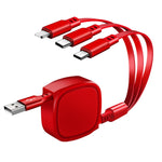 1.2m 3.5A最大 3イン1 USBからUSB-C / Type-C + 8ピン + Micro USB 伸縮充電ケーブル
