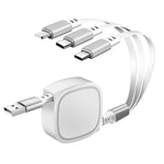 1.2m 3.5A最大 3イン1 USBからUSB-C / Type-C + 8ピン + Micro USB 伸縮充電ケーブル