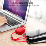 1.2m 3.5A最大 3イン1 USBからUSB-C / Type-C + 8ピン + Micro USB 伸縮充電ケーブル