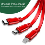 1.2m 3.5A最大 3イン1 USBからUSB-C / Type-C + 8ピン + Micro USB 伸縮充電ケーブル