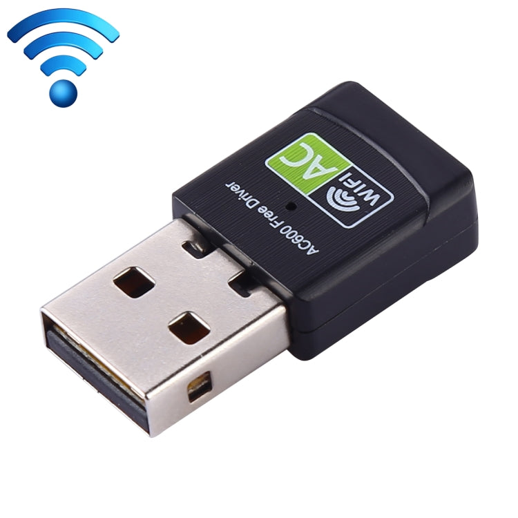 AC600Mbps 2.4GHz & 5GHz デュアルバンド USB 2.0 WiFi ドライバ不要アダプター 外付けネットワークカード、AC600Mbps
