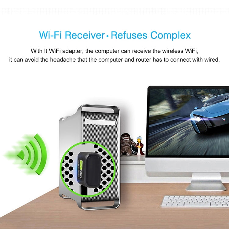 AC600Mbps 2.4GHz & 5GHz デュアルバンド USB 2.0 WiFi ドライバ不要アダプター 外付けネットワークカード、AC600Mbps