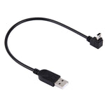 90度肘角度ミニUSBからUSBデータ/充電ケーブル、長さ: 28cm、肘角度ミニUSB