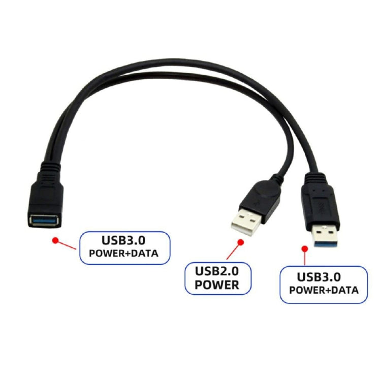2in1 USB 3.0 メスからUSB 2.0 + USB 3.0 オスケーブル パソコン/ノートパソコン用、長さ: 29cm、USB 3.0 AFからUSB 2.0 AM + USB 3.0 AM