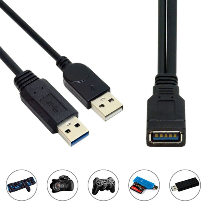 2in1 USB 3.0 メスからUSB 2.0 + USB 3.0 オスケーブル パソコン/ノートパソコン用、長さ: 29cm、USB 3.0 AFからUSB 2.0 AM + USB 3.0 AM