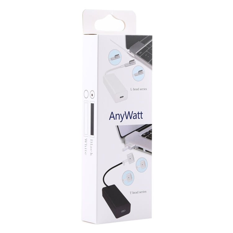 AnyWatt 85W USB-C / Type-C メスから5ピン MagSafe 1 オス L字型ヘッドシリーズ充電アダプターコンバーター for MacBook、85W ブラック、85W ホワイト